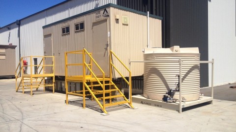 Ausco Modular Water tanks with toilet and steps