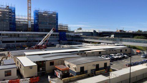 Temporary buildings on site for construction project